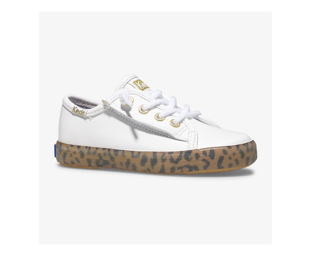 Tenis Keds Niña Blancos - Kickstart Leopard Foxing Jr. - 5902-DCKEW